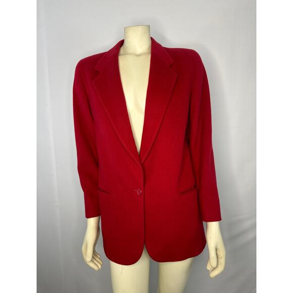 VTG L.L. Bean Blazer Red Wool/ cashmere USA Made One Button Boxy Academia size 6 - Picture 8 of 12